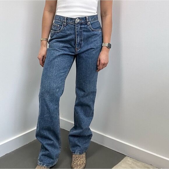Bill Blass 90’s Blue Denim High Rise Straight Leg Jeans Mid Wash Size 28 - Picture 1 of 13